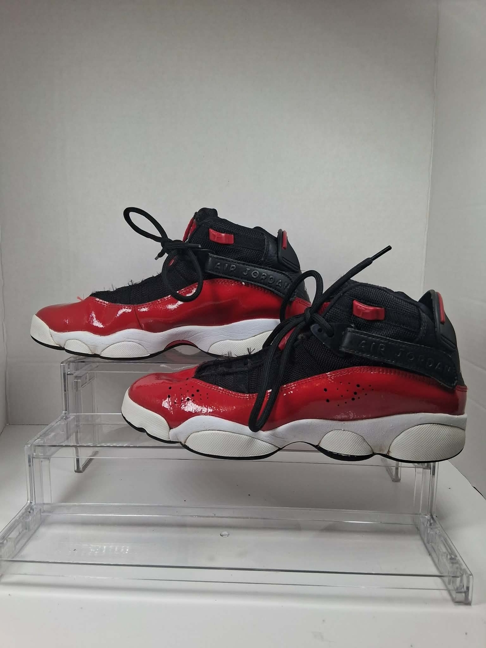 Jordan Kids' Black and Red Patent Low-Top Sneakers